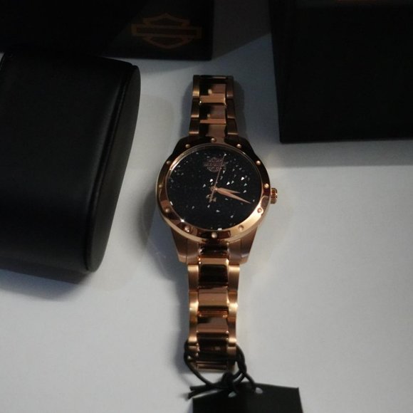 *NIB* Harley-Davidson Women\'s Black Crystal Rock Sparkles Stainless Steel Watch main image 7
